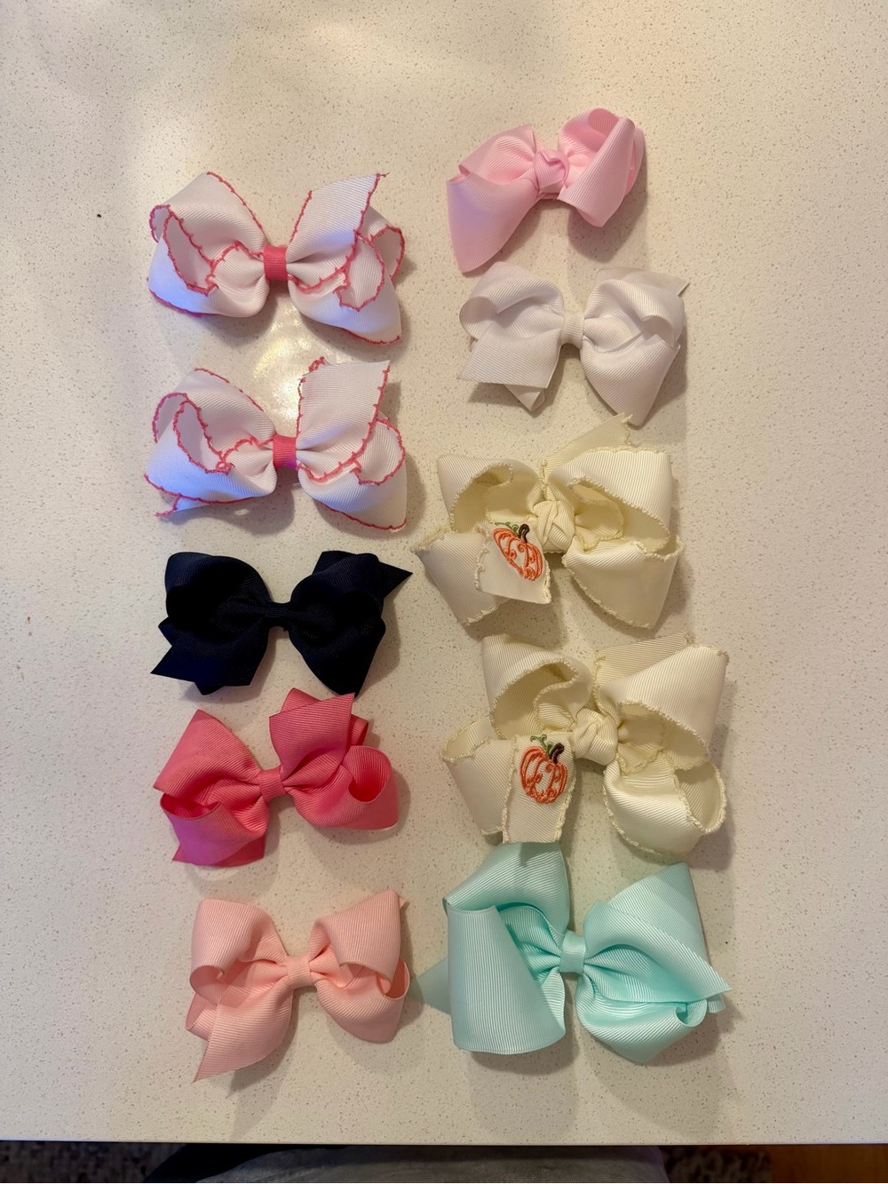 Wee Ones Girls Hair Bow Lot - Pink, White, Navy, Coral, Mint - 10 bows total
